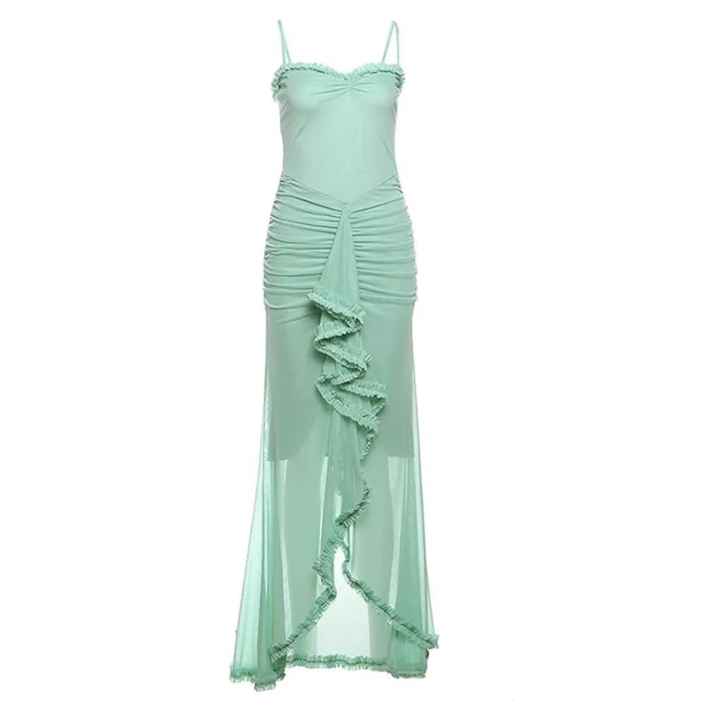 Elegant Mint Green Ruched Dress